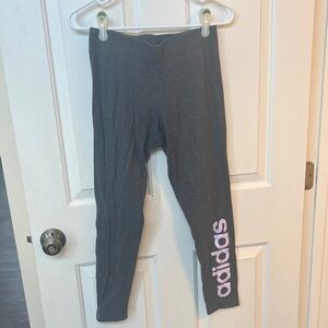 adidas Charcoal Leggings with Purple Side Logo